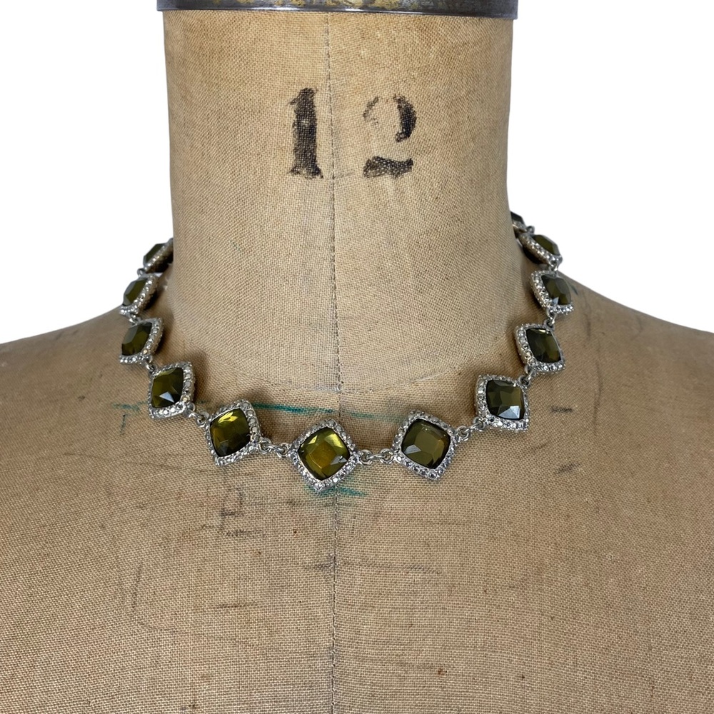 Green/Silver Crystal Gemstone Beaded Necklace